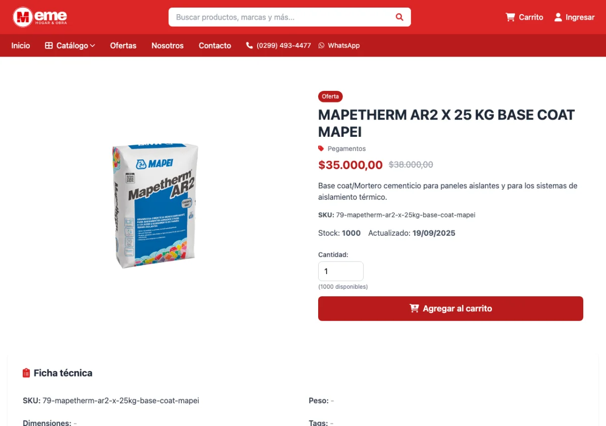 Página de detalle de producto