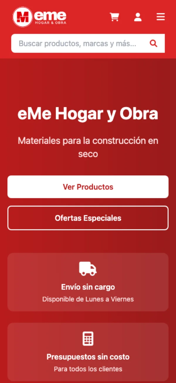 Vista mobile del e-commerce